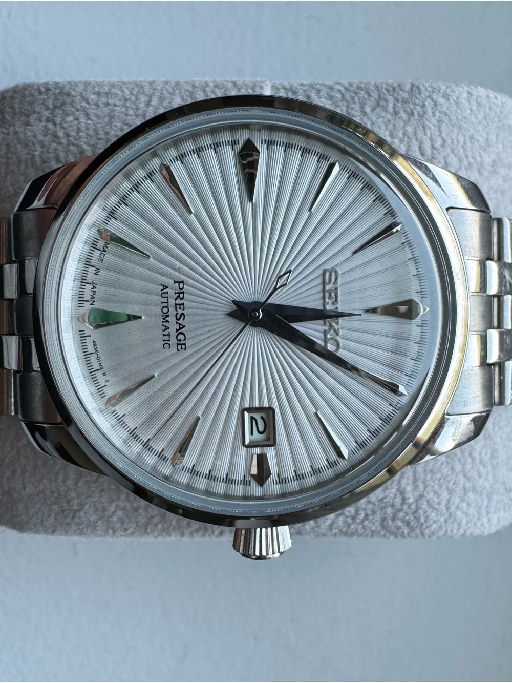 Seiko Presage Silver Sunburst Dial Stainless Watch